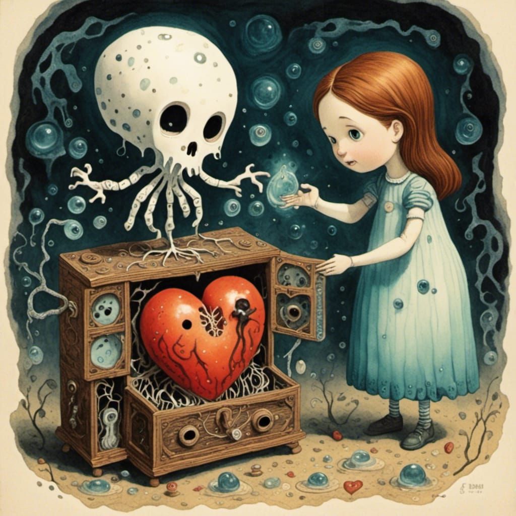 <lora:CreepyWaterCritters:1.0>  A doll handing a glowing whi...