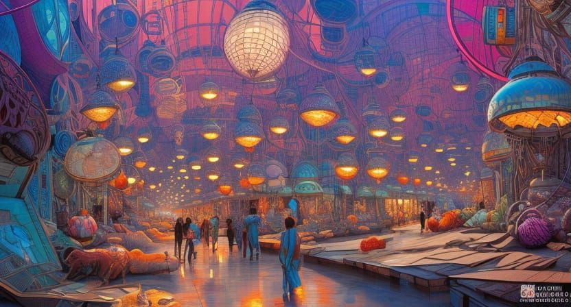 Futuristic Alien Souq in Hyperrealistic Fantasy Art