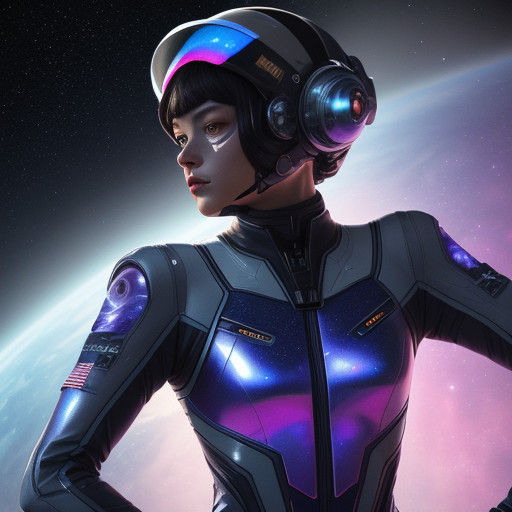 Sleek Spacesuit-Glazed Ballerina Astronaut in Cosmic Nebula