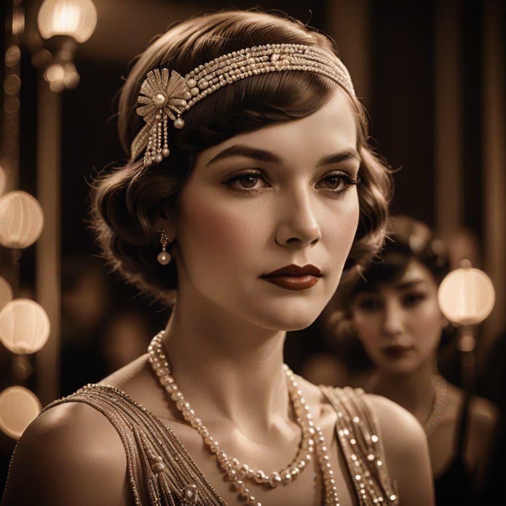 Elegant Flapper Portrait in Vintage Hollywood Style