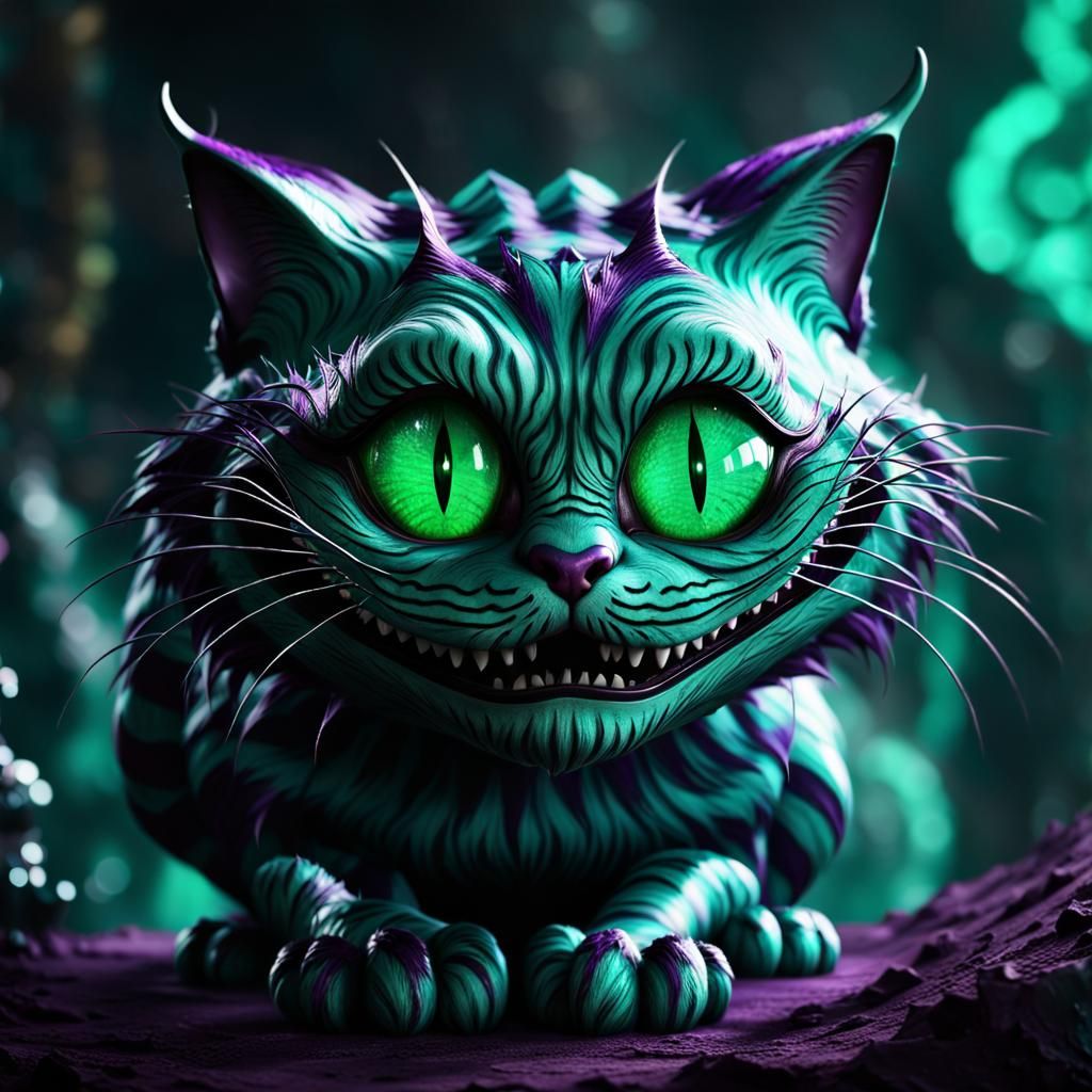 Emerald Cheshire Cat in 3D Liquid Render