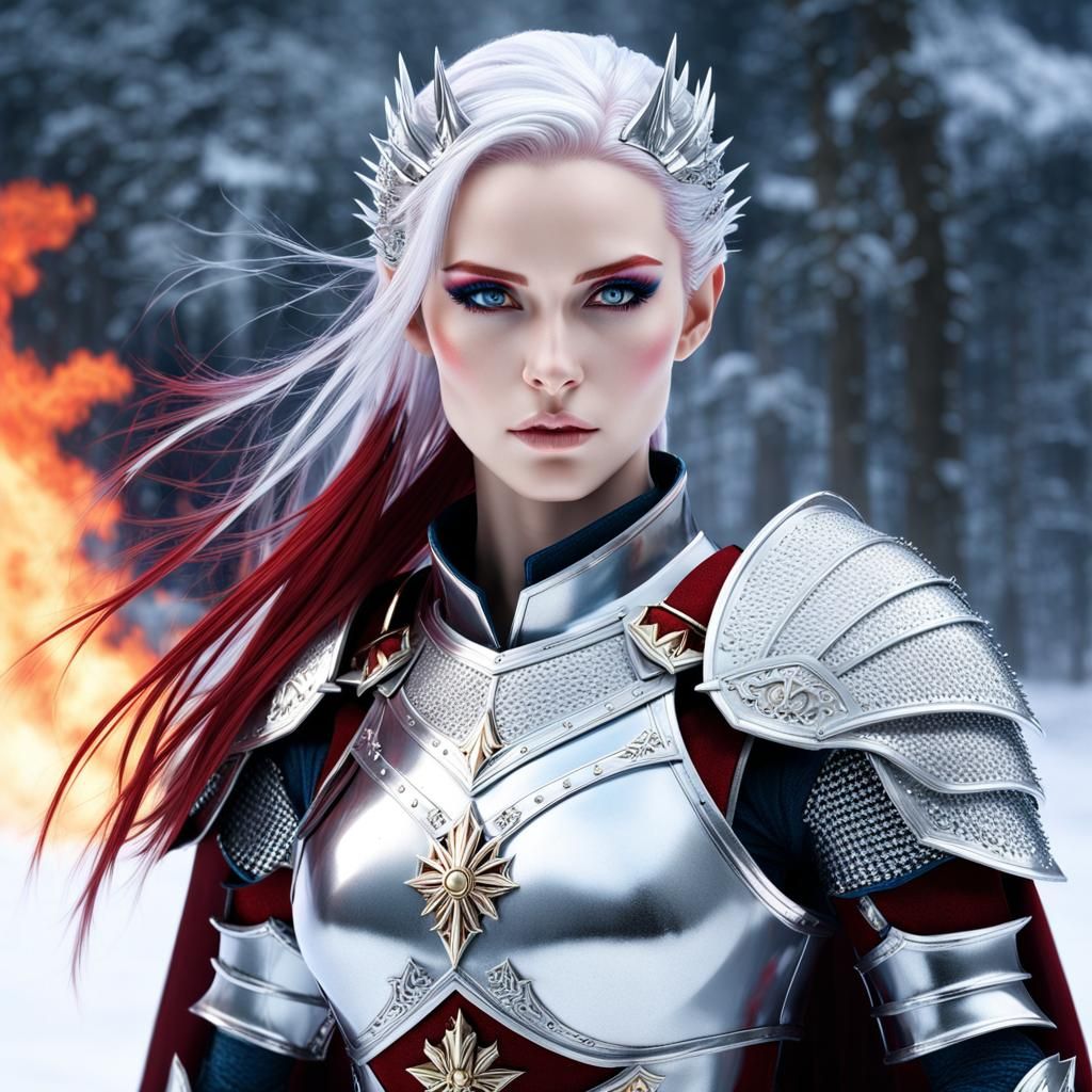 Elf Knight of Ice and Fire in Silver Armor