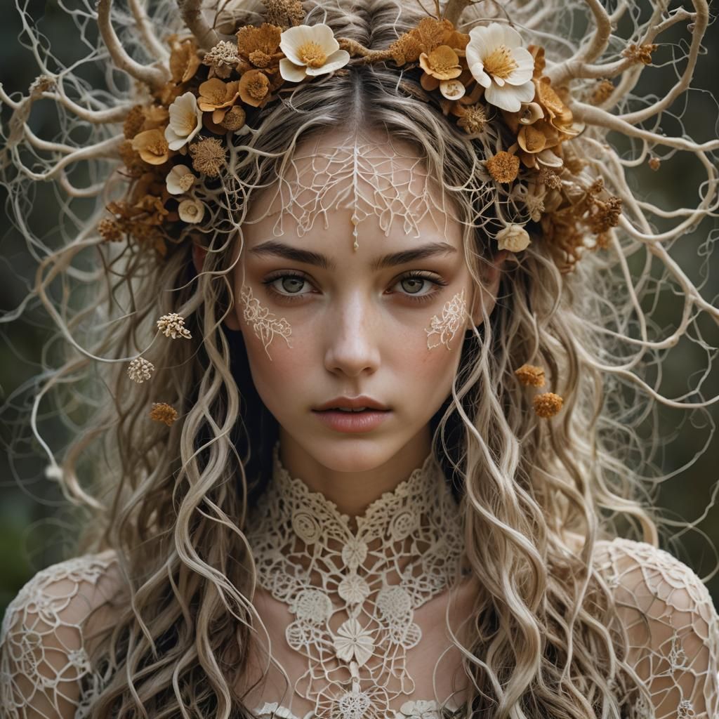 Fungal Hyphae Goddess in Organic Lace