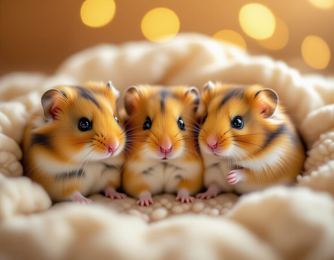Hamsters Playing: Natural Lighting, Bokeh, Sharp Focus