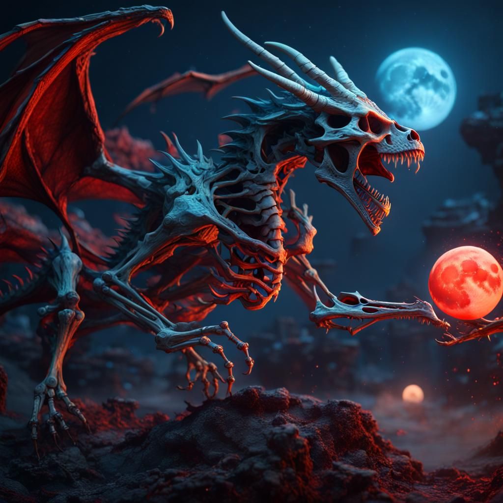 Skeleton Dragon Breath: Fantasy Concept Art