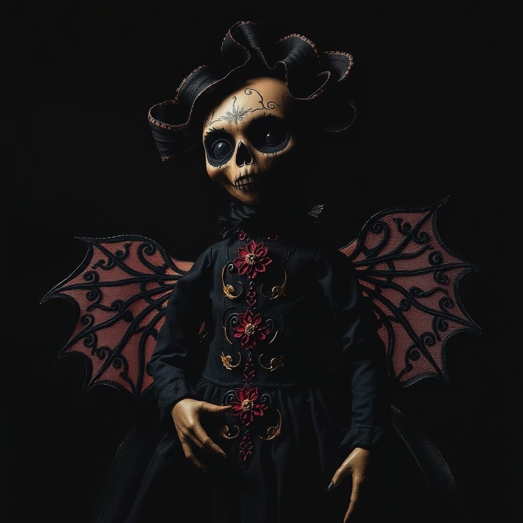 Gothic Voodoo Doll in Art Nouveau Style