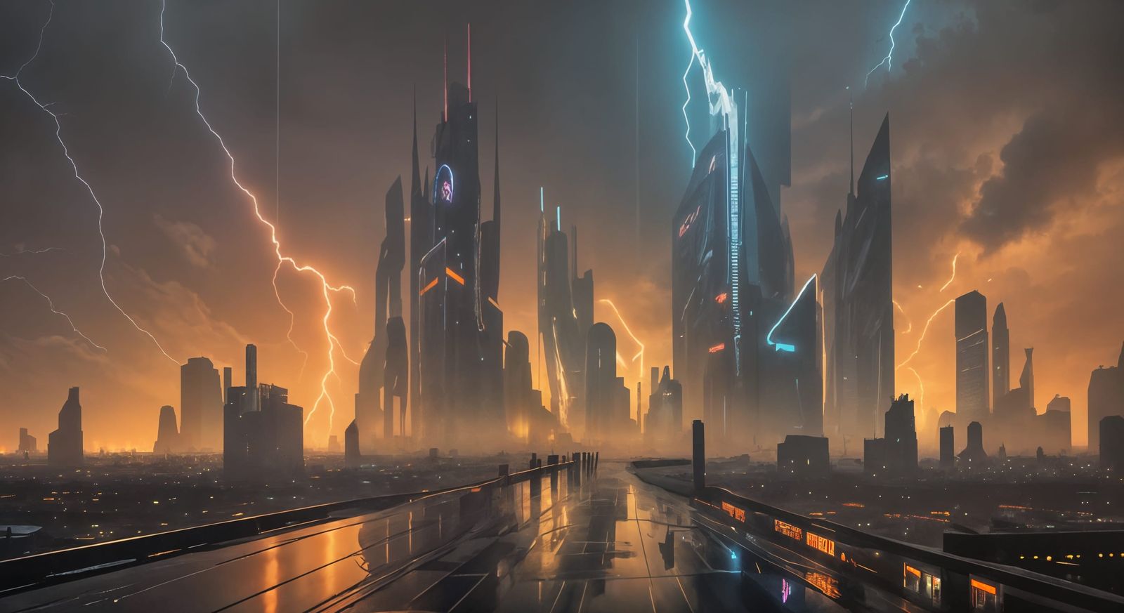 Cybercity in Apocalyptic Rainstorm