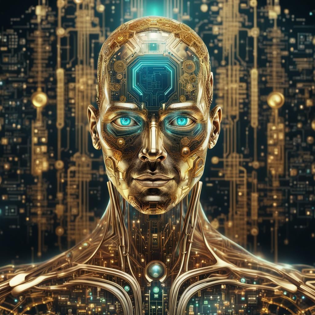 Transparent Humanoid with Golden Circuits and Neural Network...