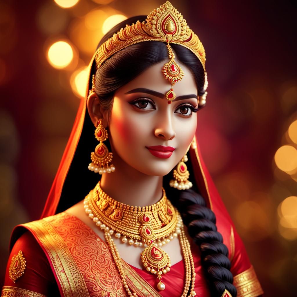 Goddess Mahalakshmi in Anime Art Deco Style