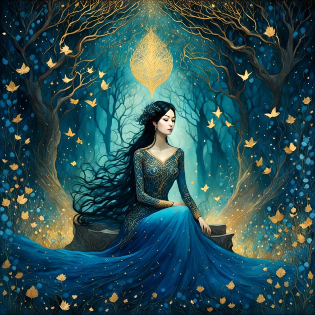 Enchanted Forest Throne: A Dark Fantasy Illustration