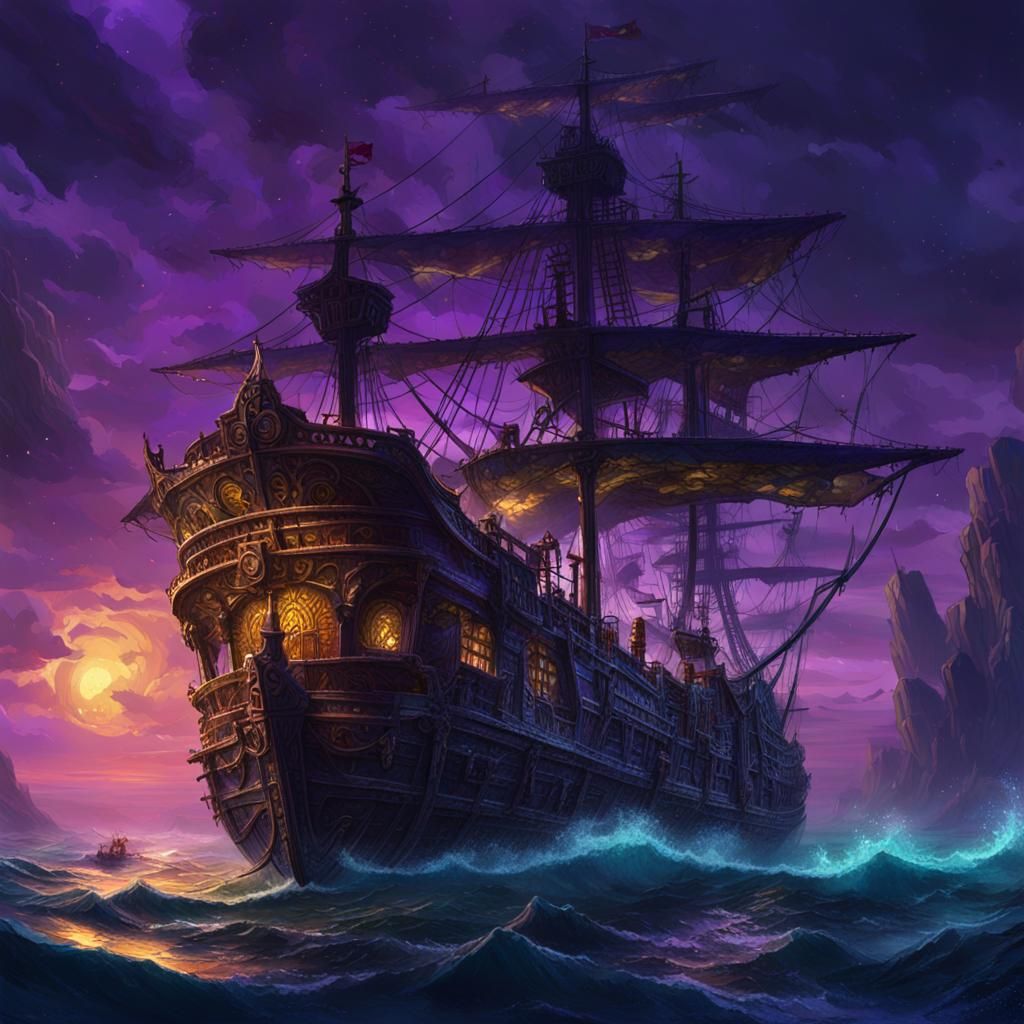 Haunted Shipwreck in Deep Sea Fantasy Art