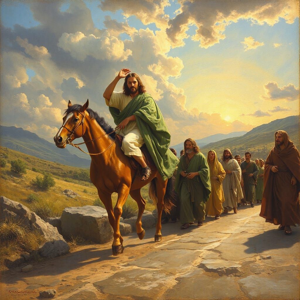 and throwing their garments on the colt they set Jesus upon ...