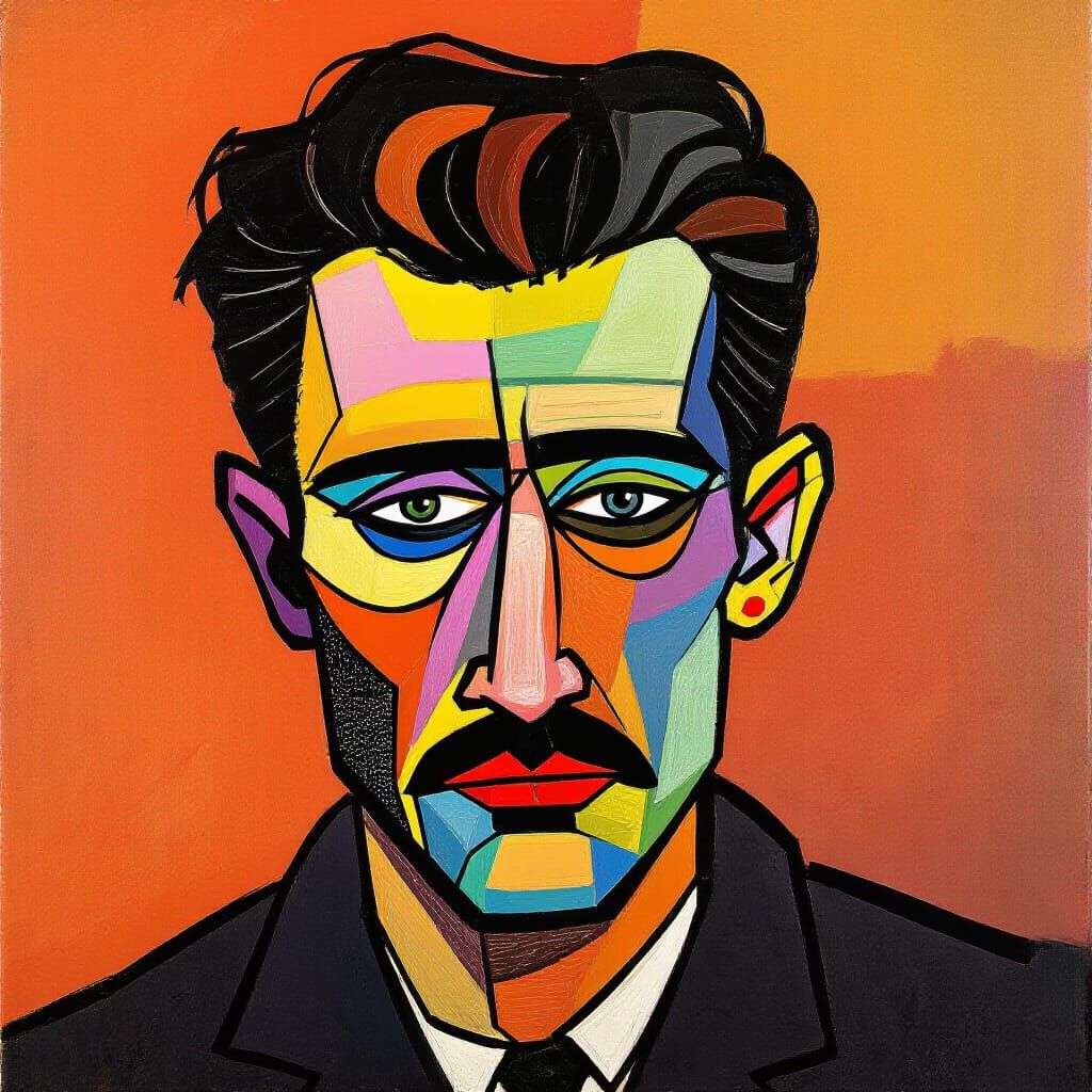 Intense Emotional Portrait with Vibrant Colors and Dynamic L...