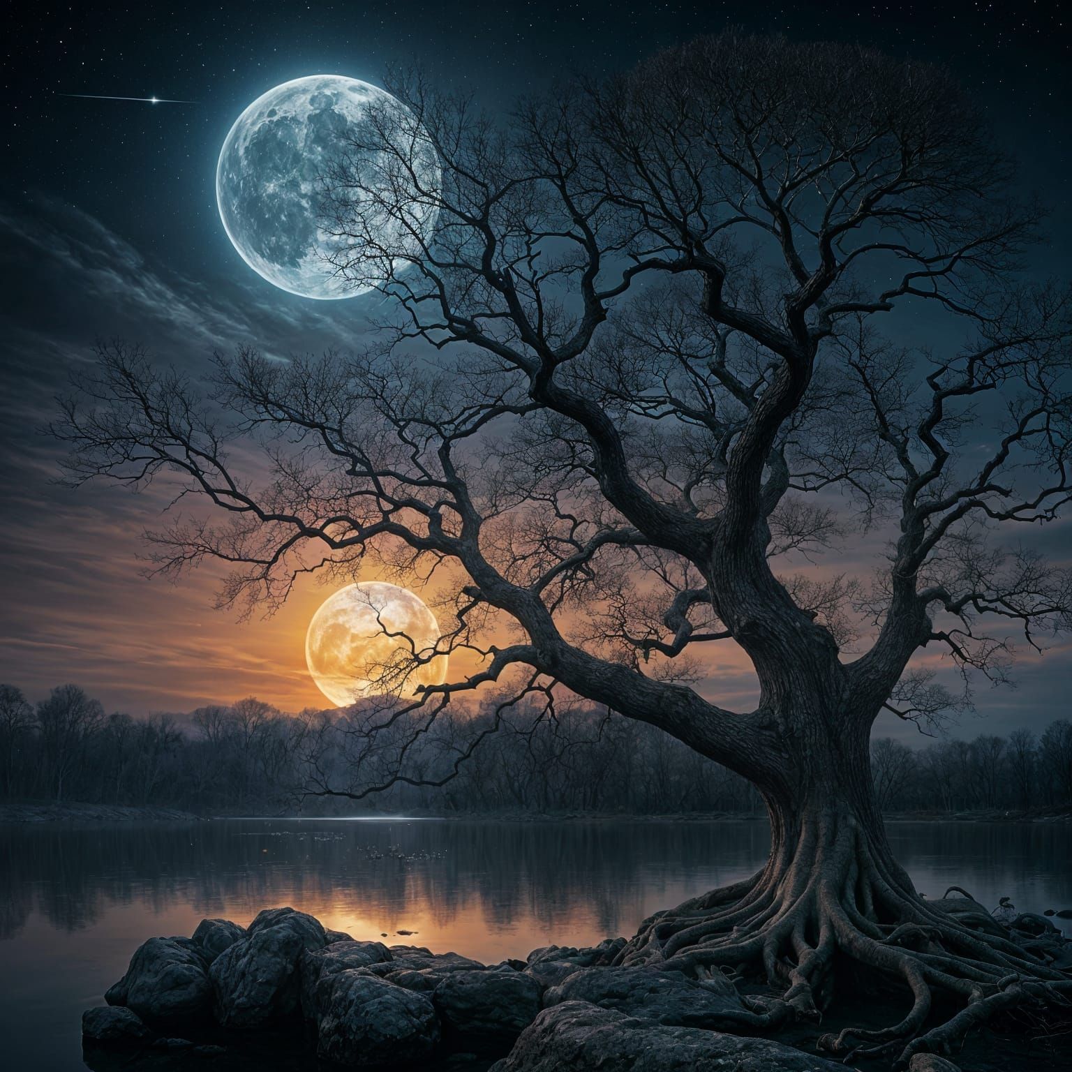 Surreal Double Exposure Digital Art at Twilight