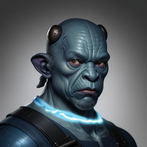 Blue Alien Kobold in Detailed Cinematic Lighting