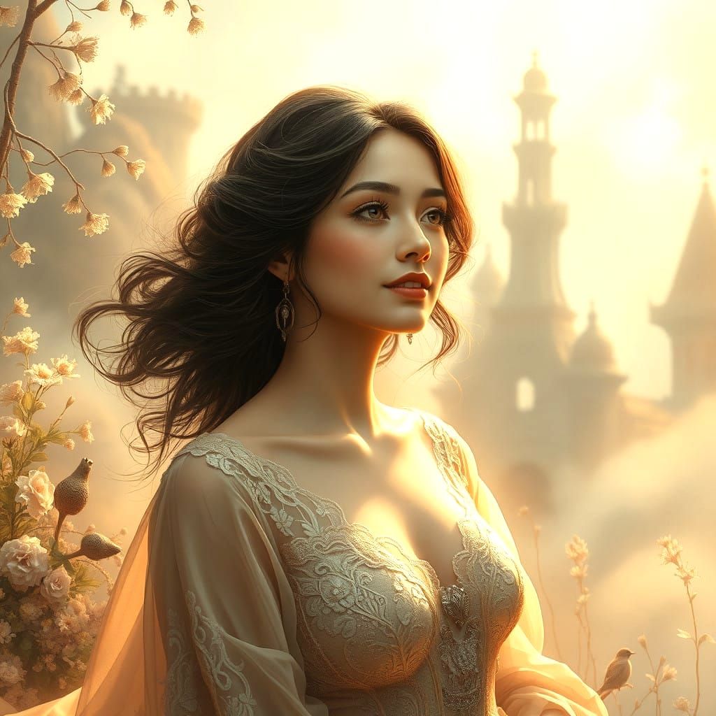 Ethereal Fantasy Portrait in Whimsical Dreamlike Style