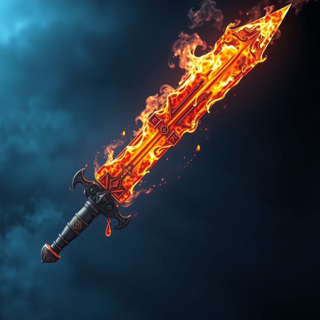Mythic Fire Sword in a Futuristic Void