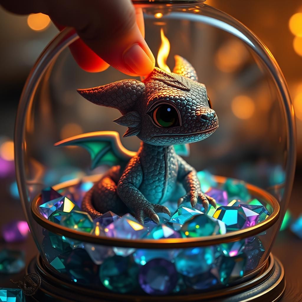 Miniature Dragon in Jewelry Box, Fantasy Matte Painting