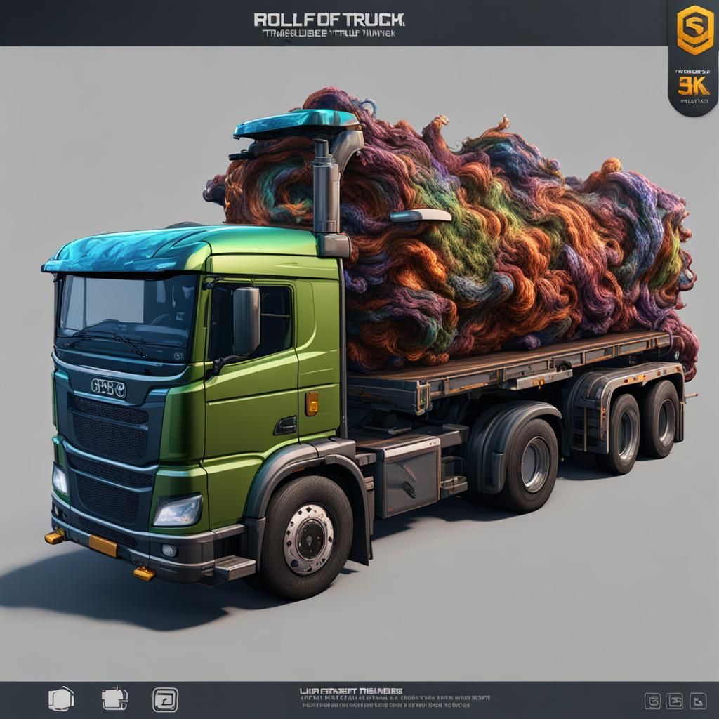 Detailed Roll-Off Truck on Transparent Background