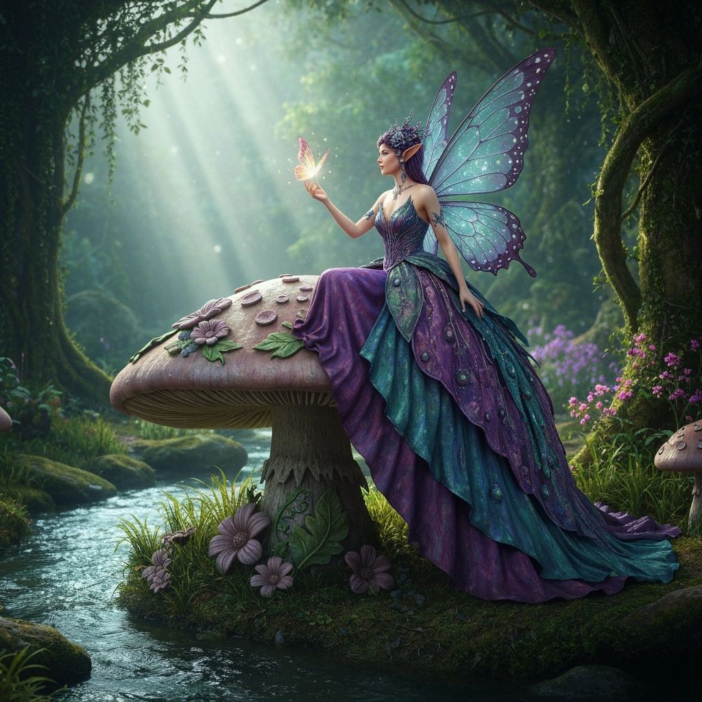 Enchanted Fairy on Music Box, Surreal Art