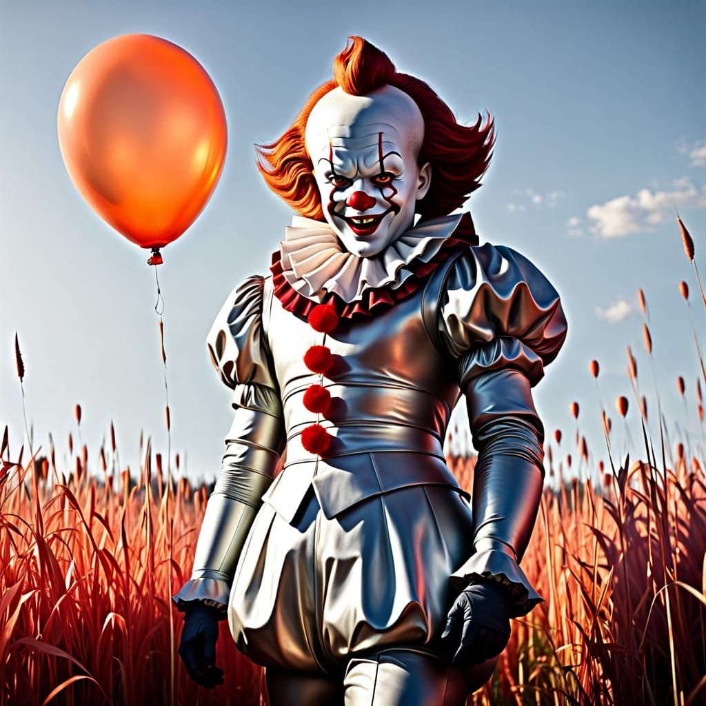 Pennywise in Field with Red Balloon