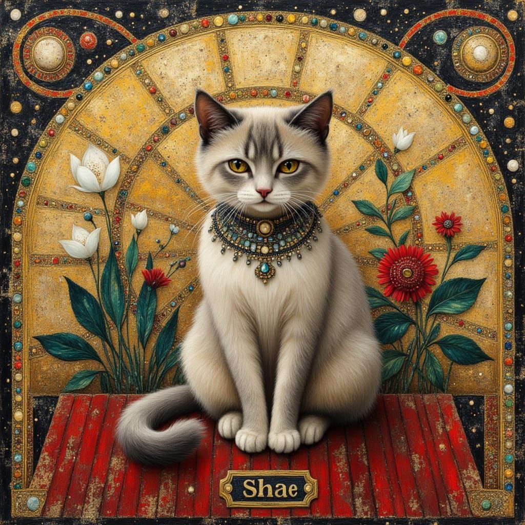 Ragdoll Cat in Art Deco Style