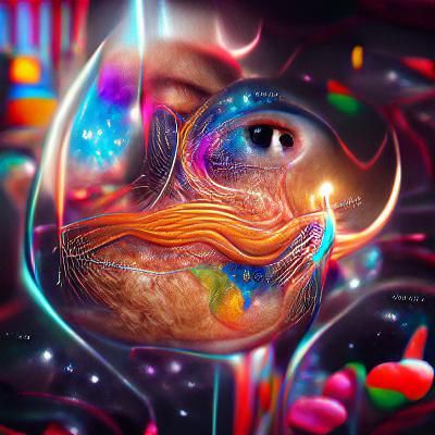 Cosmic Eye Meltdown: Holographic Astral Illustration
