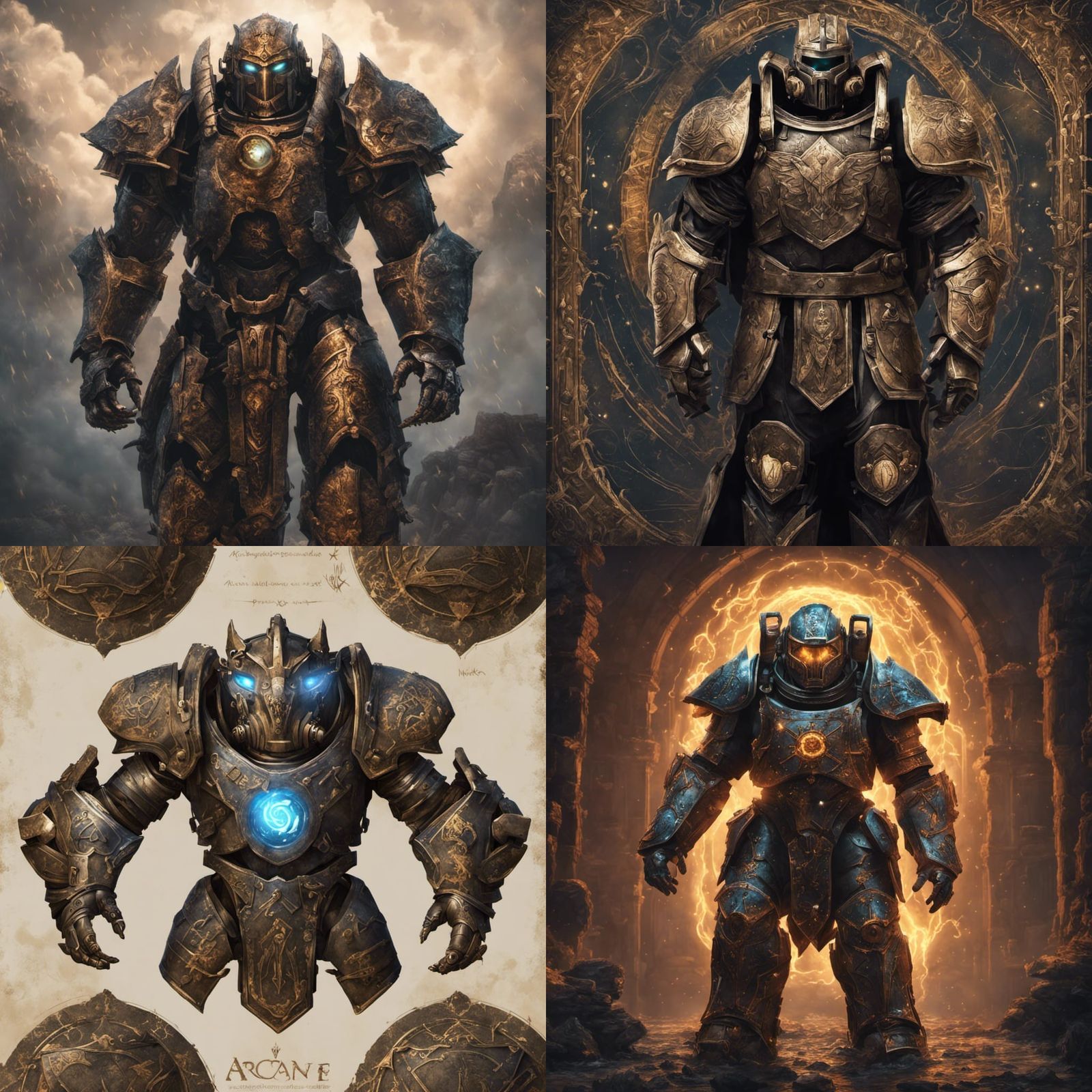 Arcane Knight in Electrified Medieval Power Armor
