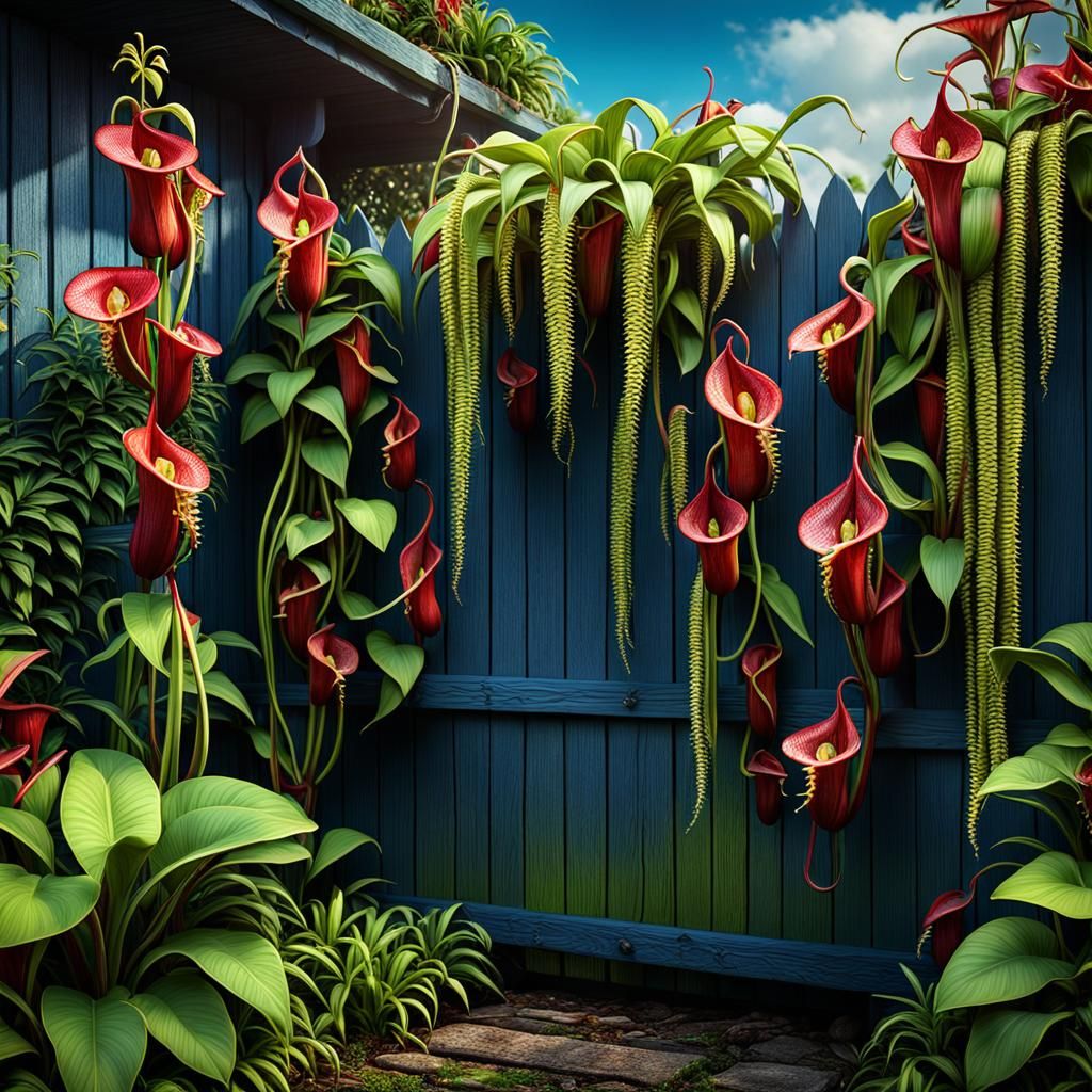 Lush Flower Garden with Soul of Nepenthes Plants