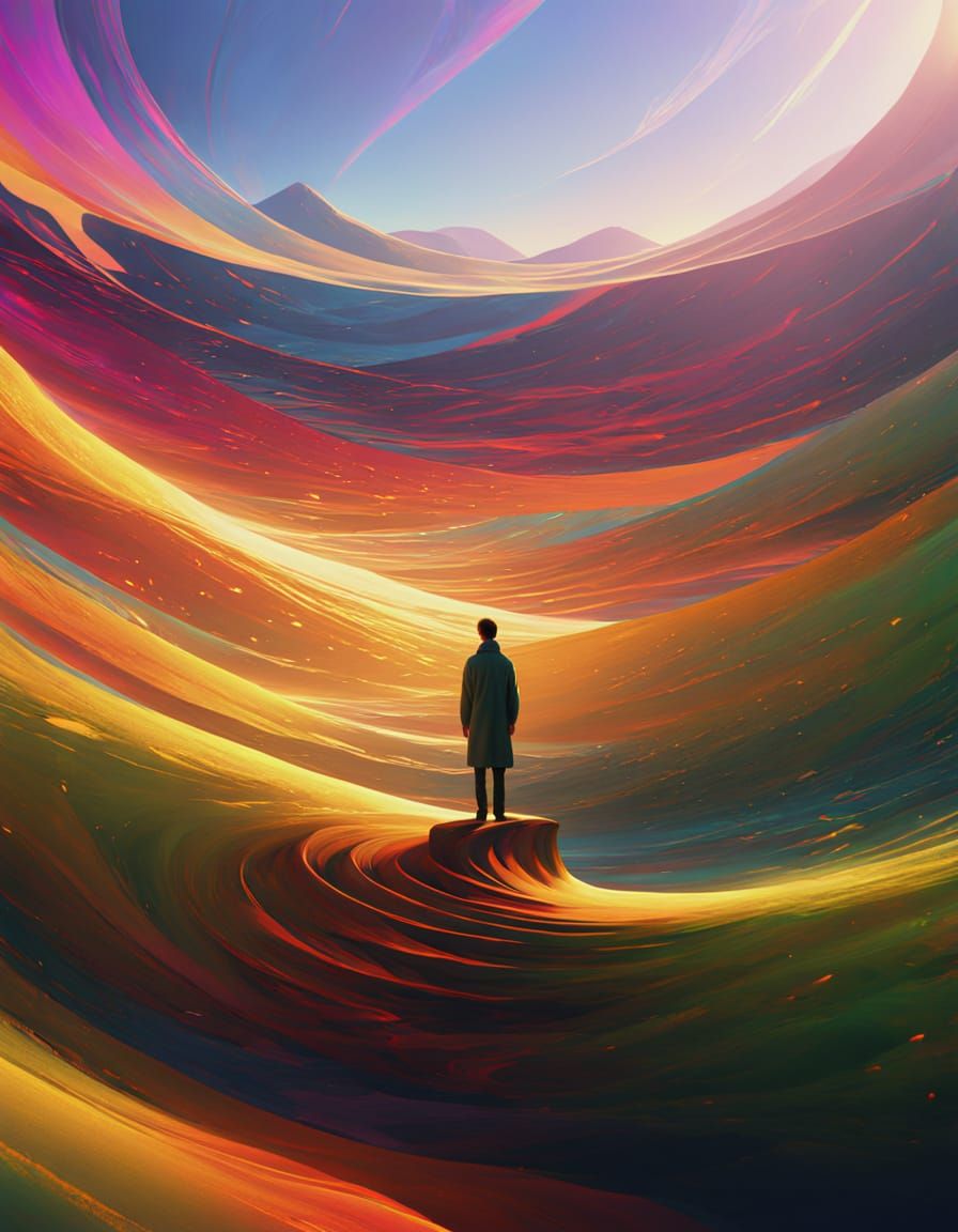 Surreal Person in Non-Euclidean Space, Digital Art