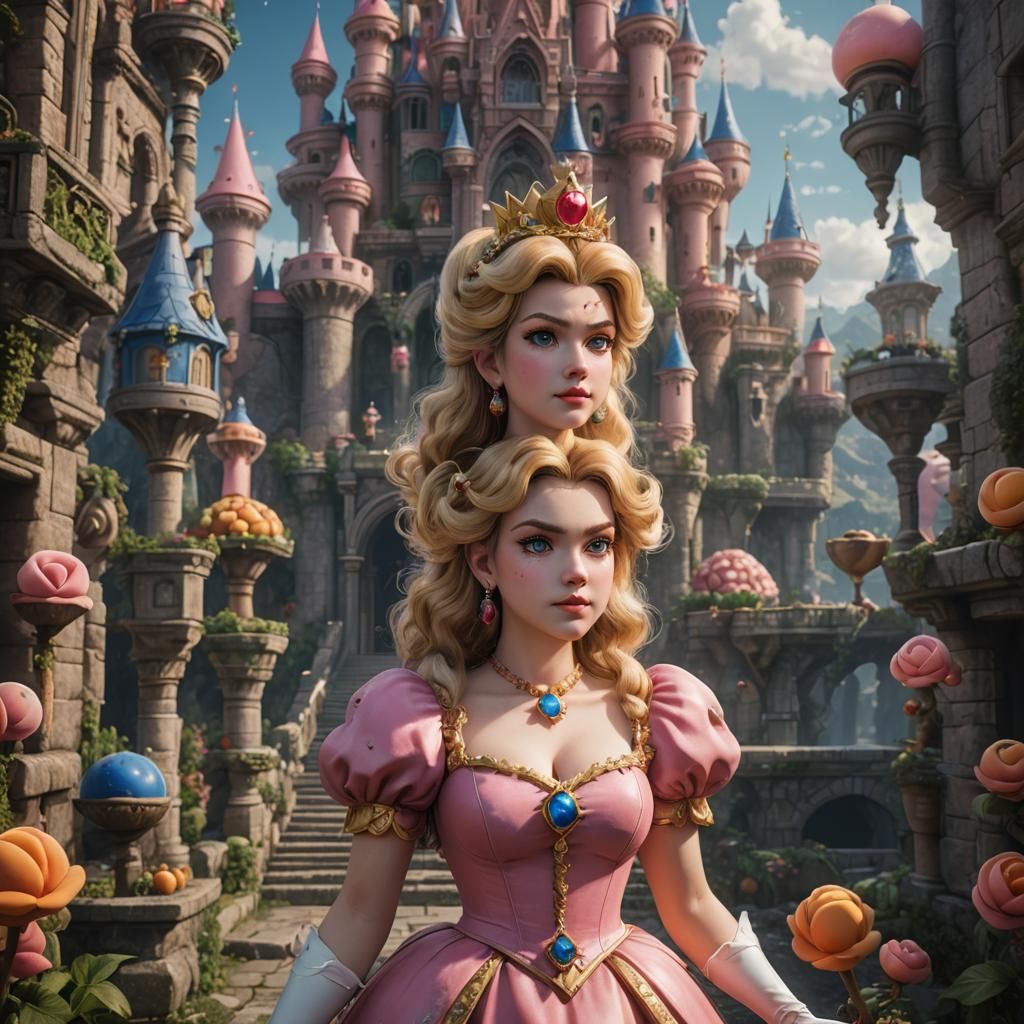 Detailed Matte Painting of Princess Peach in 8K