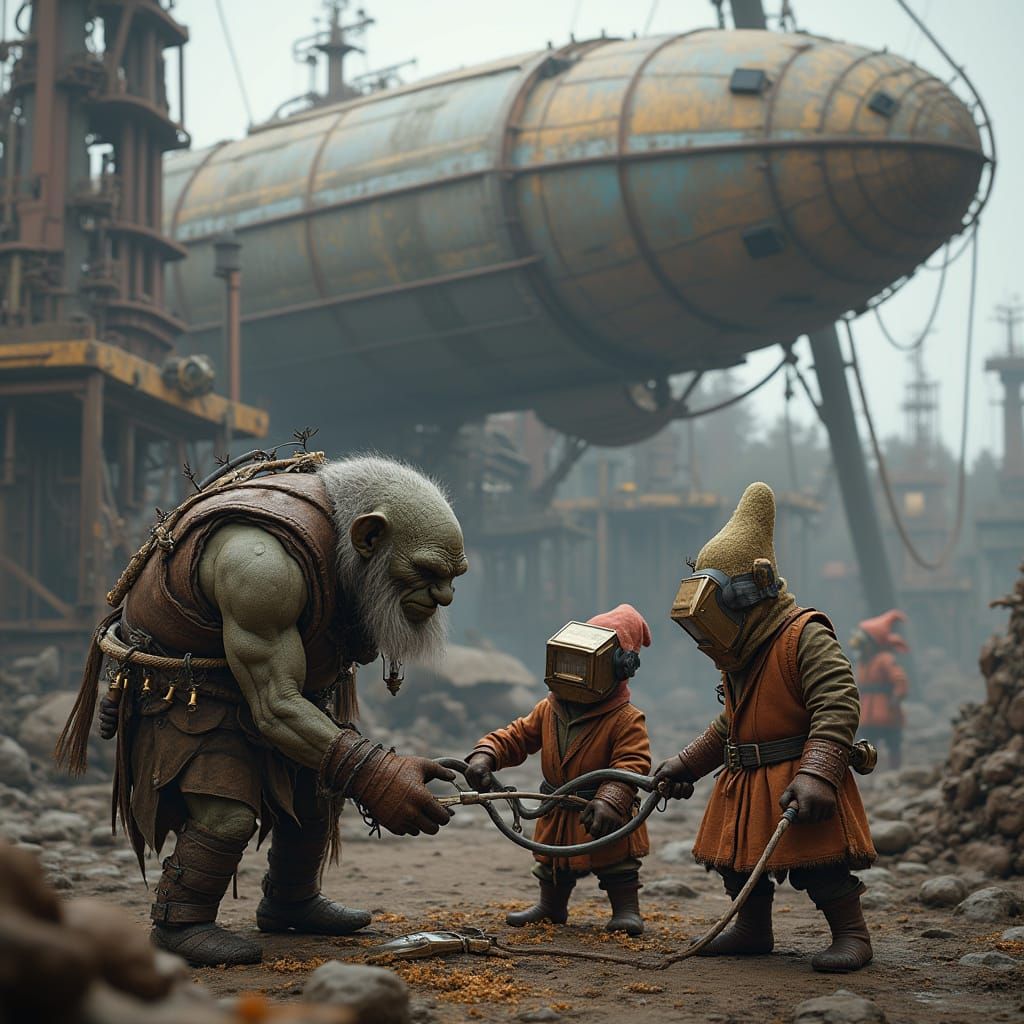 Mythical Airship Construction in Steampunk Shipyard