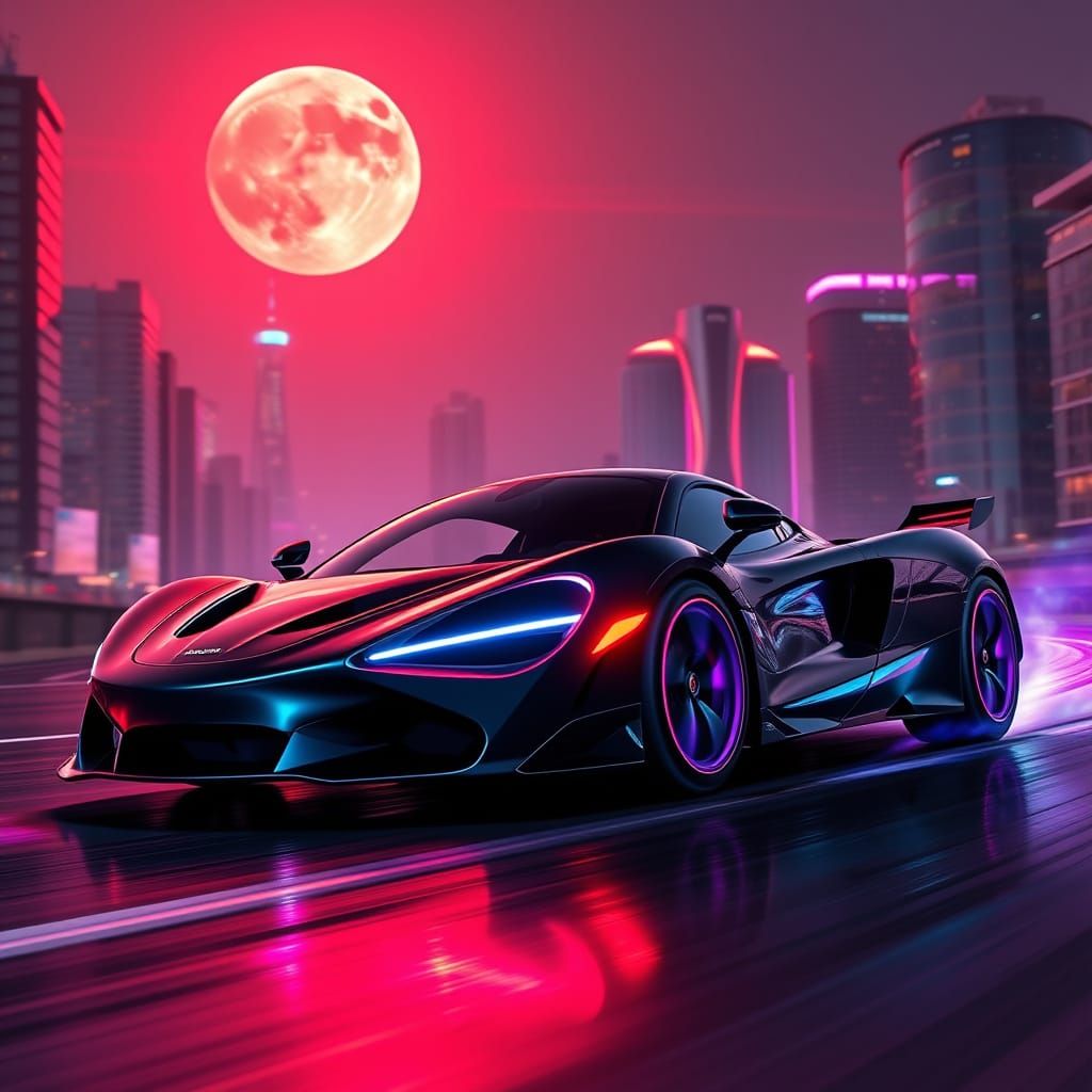 Futuristic McLaren 720S Speeds Towards Blood Moon