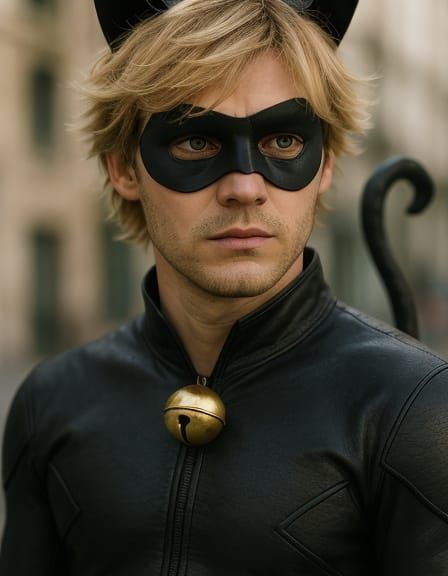 Realistic Photography of Adrian as Cat Noir
