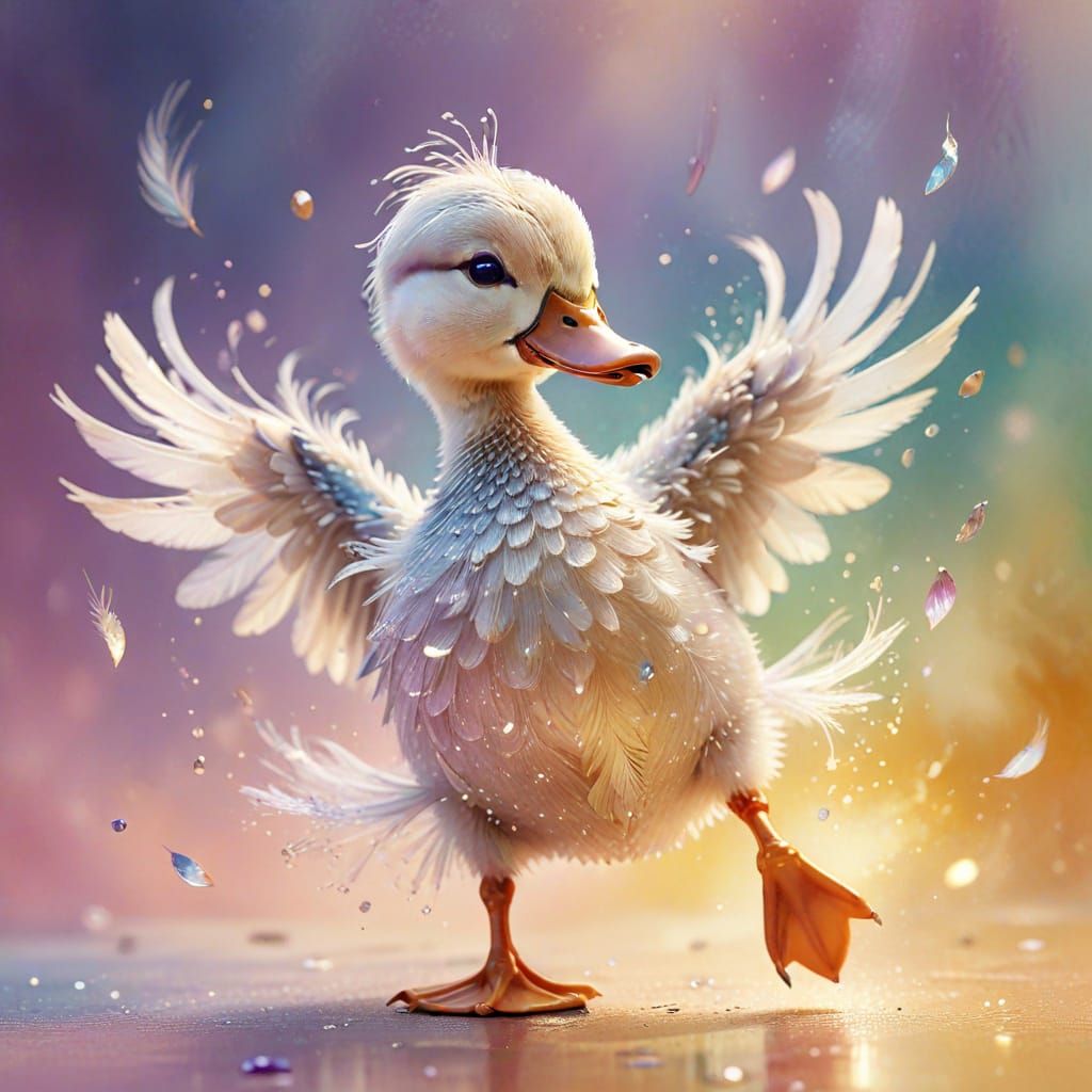 A darling dancing dazzling duck