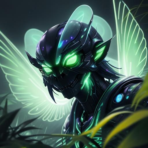 Alien Firefly in Bioluminescent Futuristic Forest
