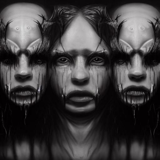Creepy Gothic Face Drawing in Black and White
