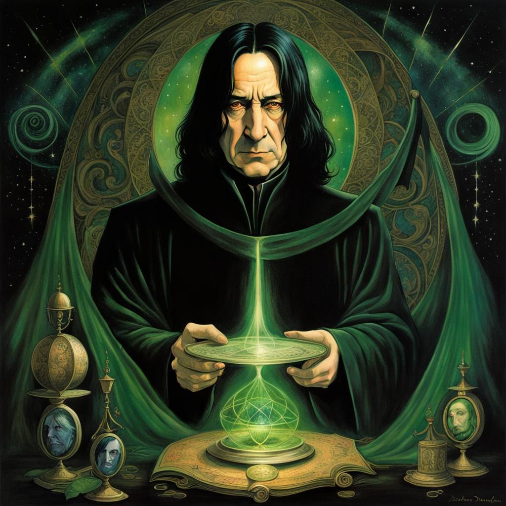 Surreal Severus Snape Portrait in Visionary Style