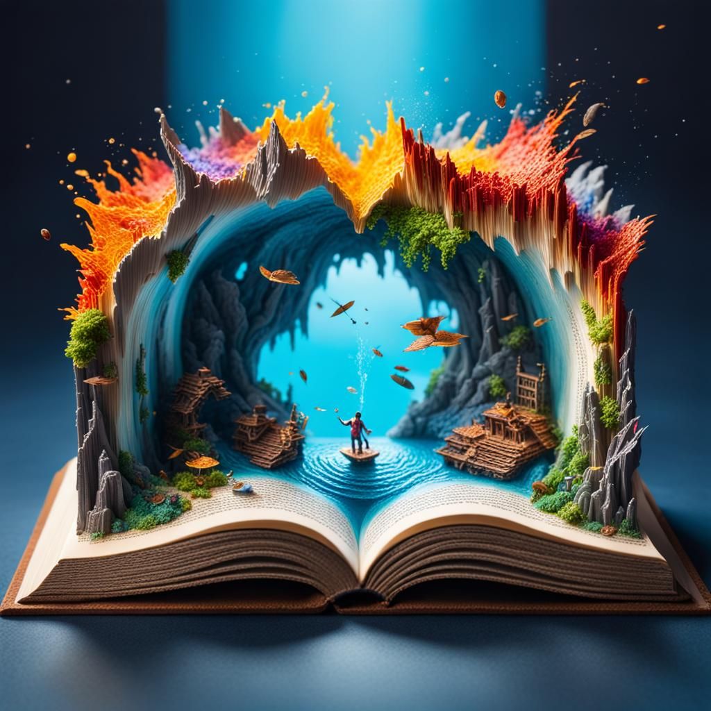 Miniature World Emerges from Open Book