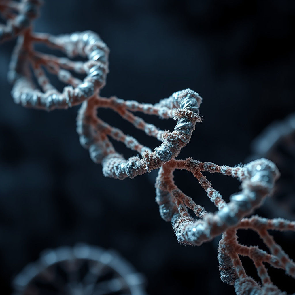 Hyperrealistic DNA Close-Up in Dramatic Lighting