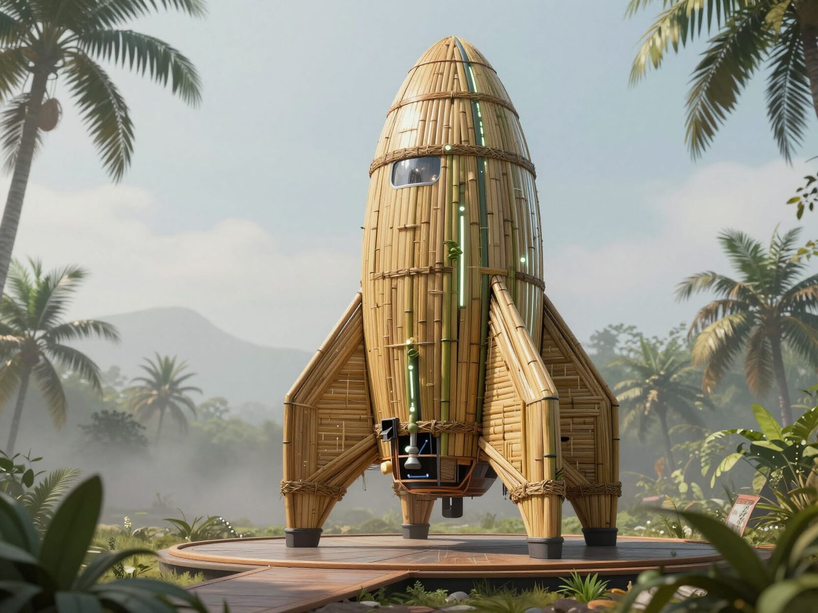 Bamboo Rocket in Tropical Landscape