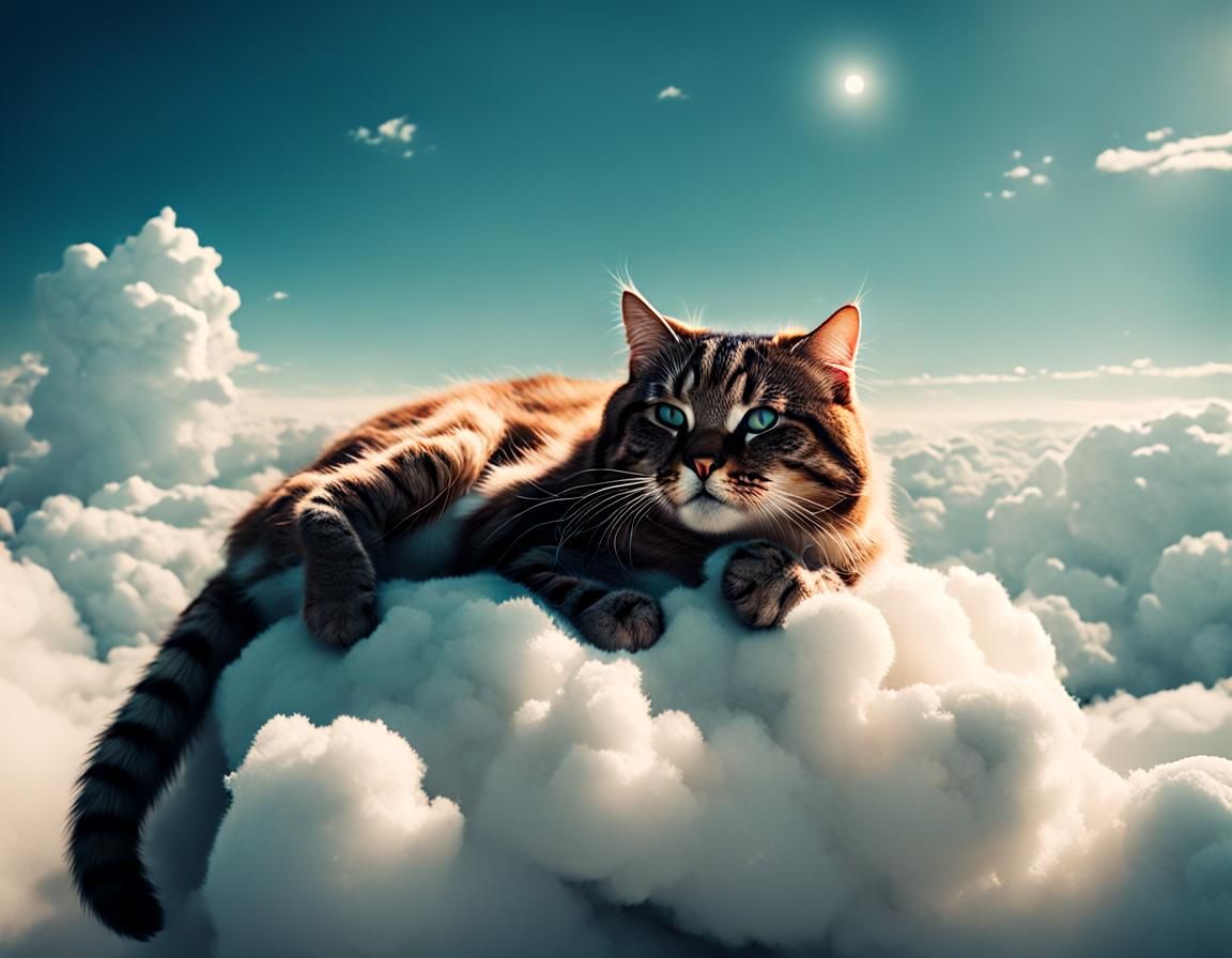 Sleepy Kitten Lounges on a Cloud