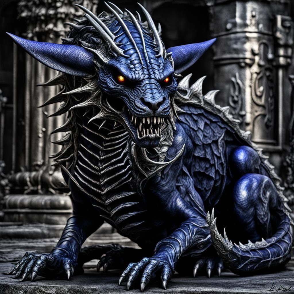 Gothic Undead Feline Dragon: Hyperrealistic Dark Fantasy