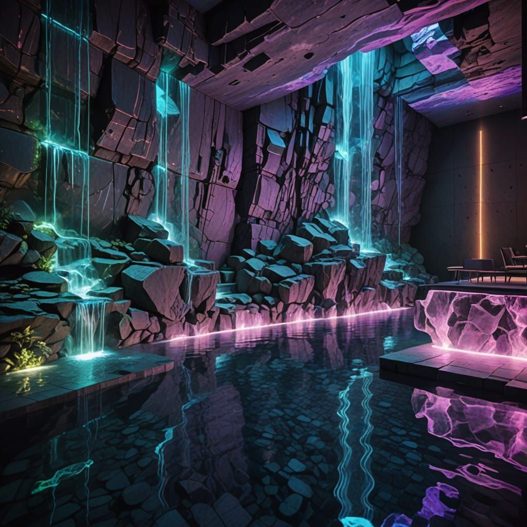 Cyberpunk Oasis: Glitchcore Architecture
