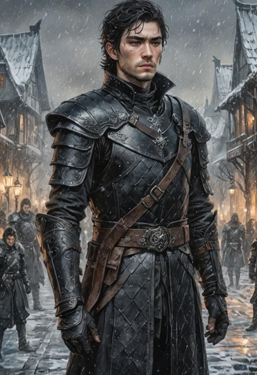 Night's Watchman in Dark Fantasy Anime Style