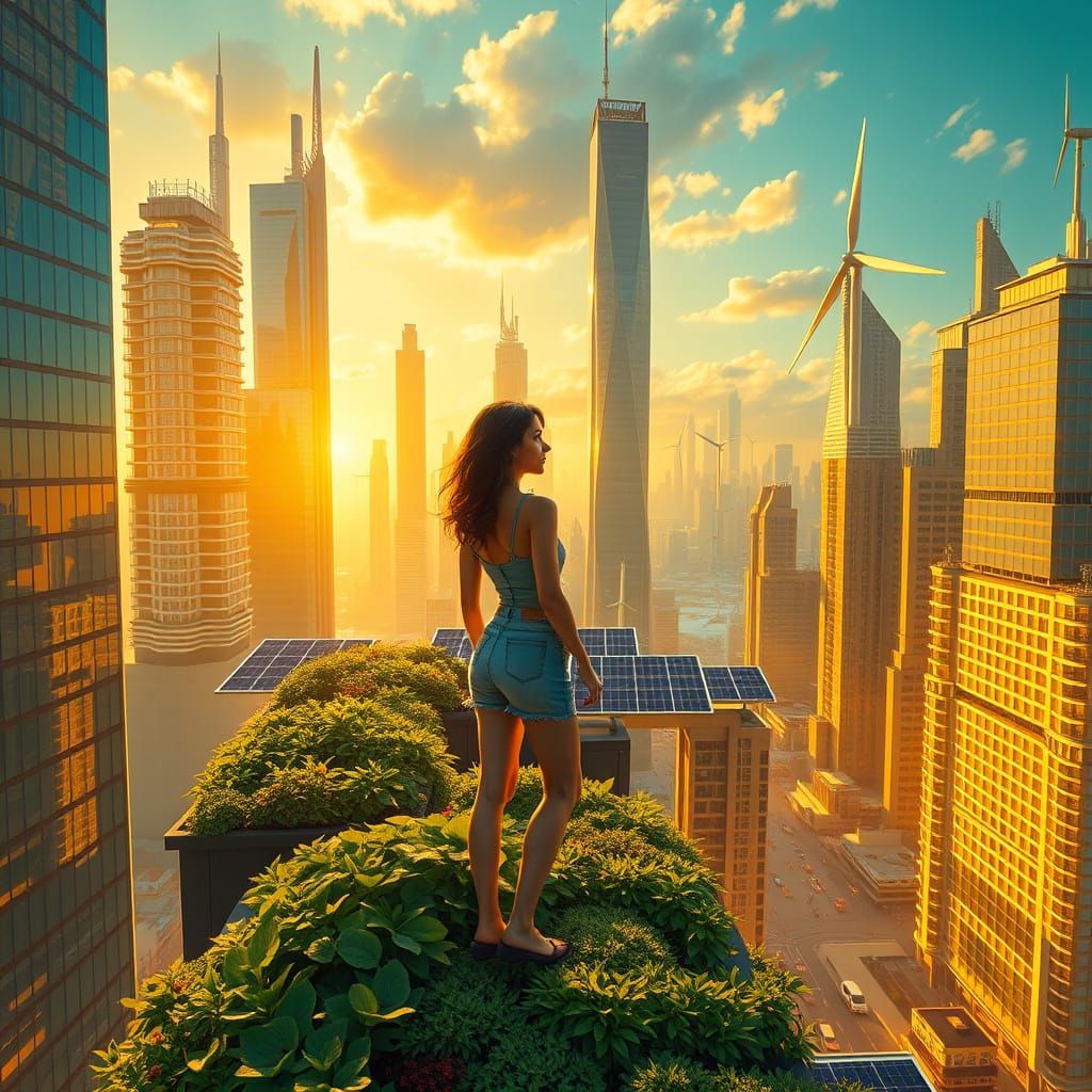 Sustainable Futuristic Metropolis in Vibrant Neon Hues