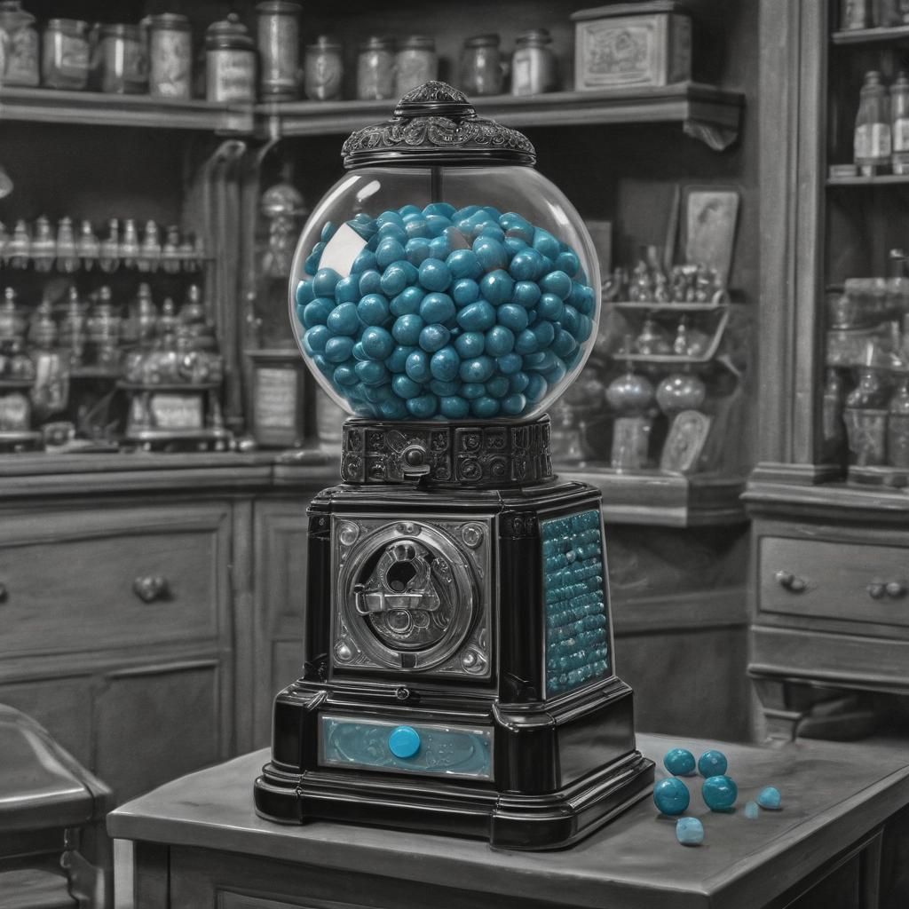 Crystal Gumball Machine Filled with Blue Diamonds