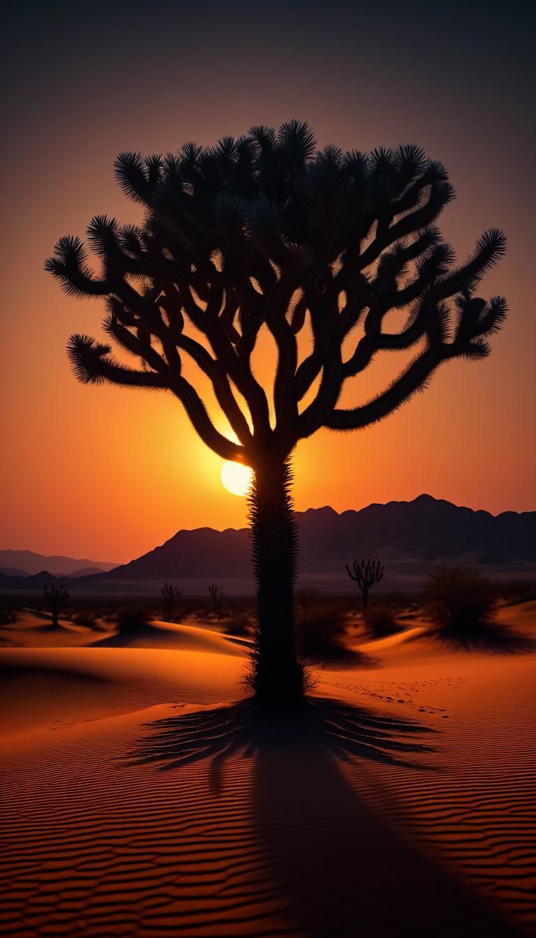 Hyperrealistic Desert Sunset in Cinematic Style
