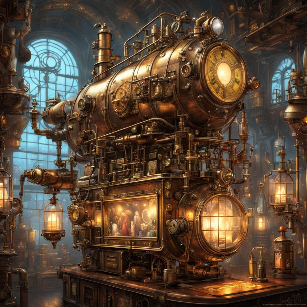 Steampunk Dream Bottling Contraption in Sci-Fi Art
