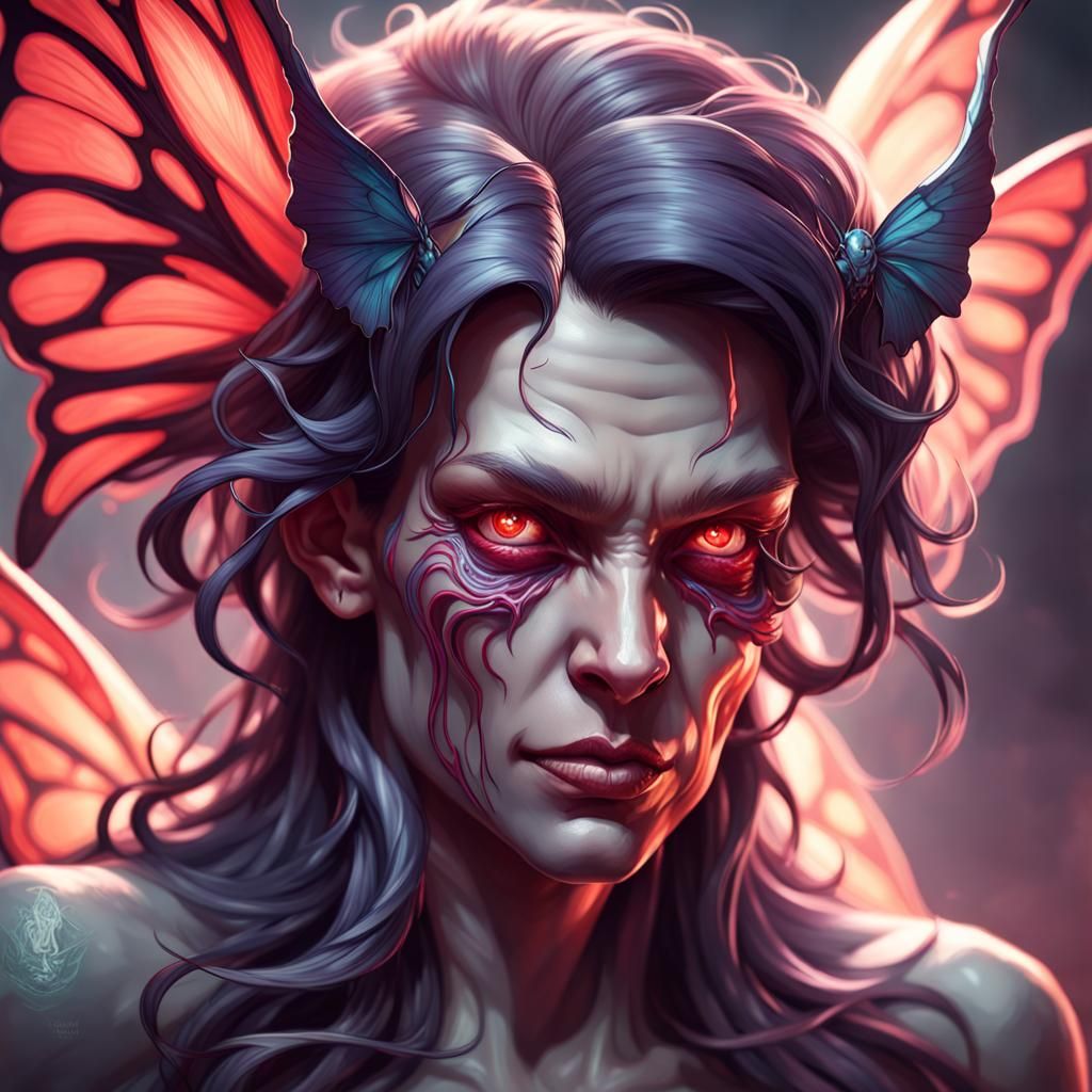 Eldritch Butterfly Devil Portrait in Digital Art Style